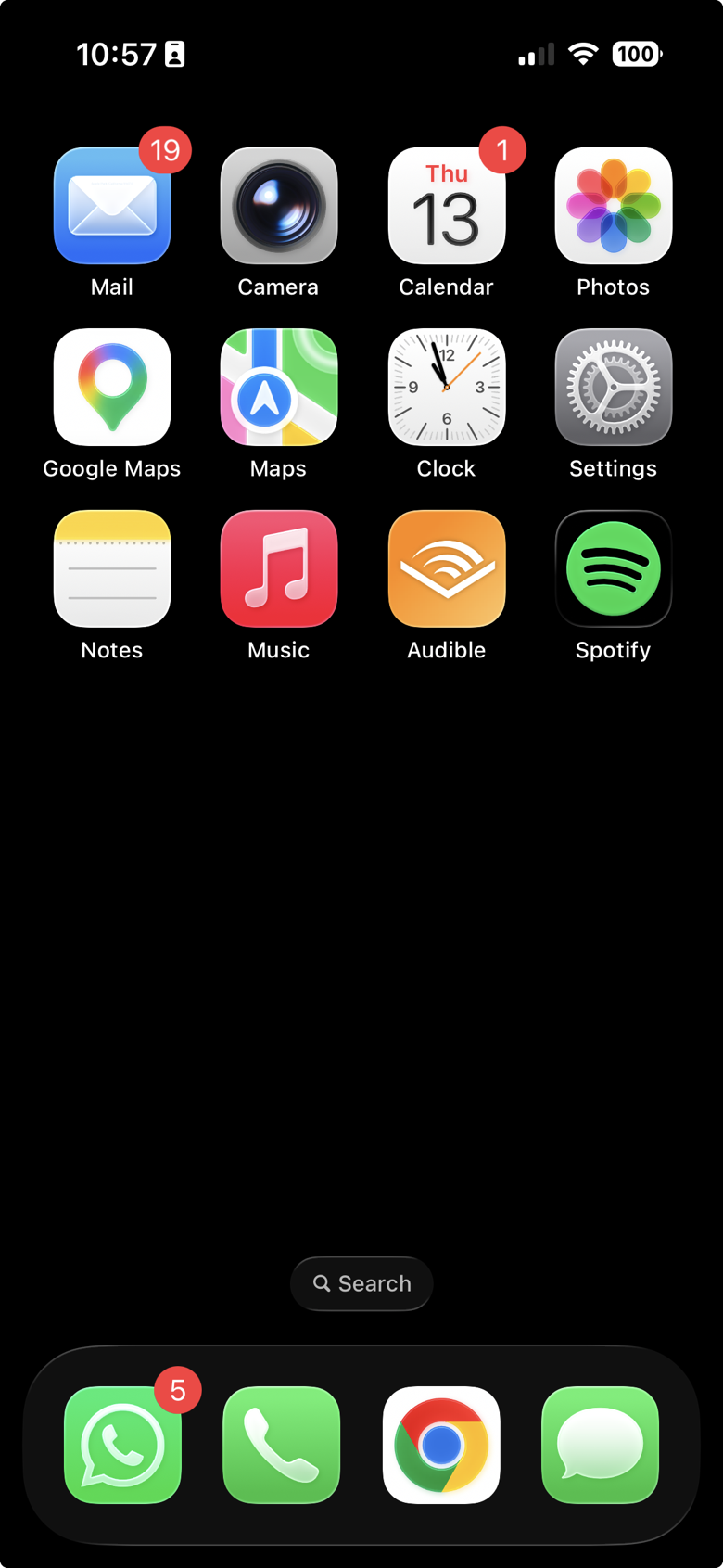 A real iPhone home screen